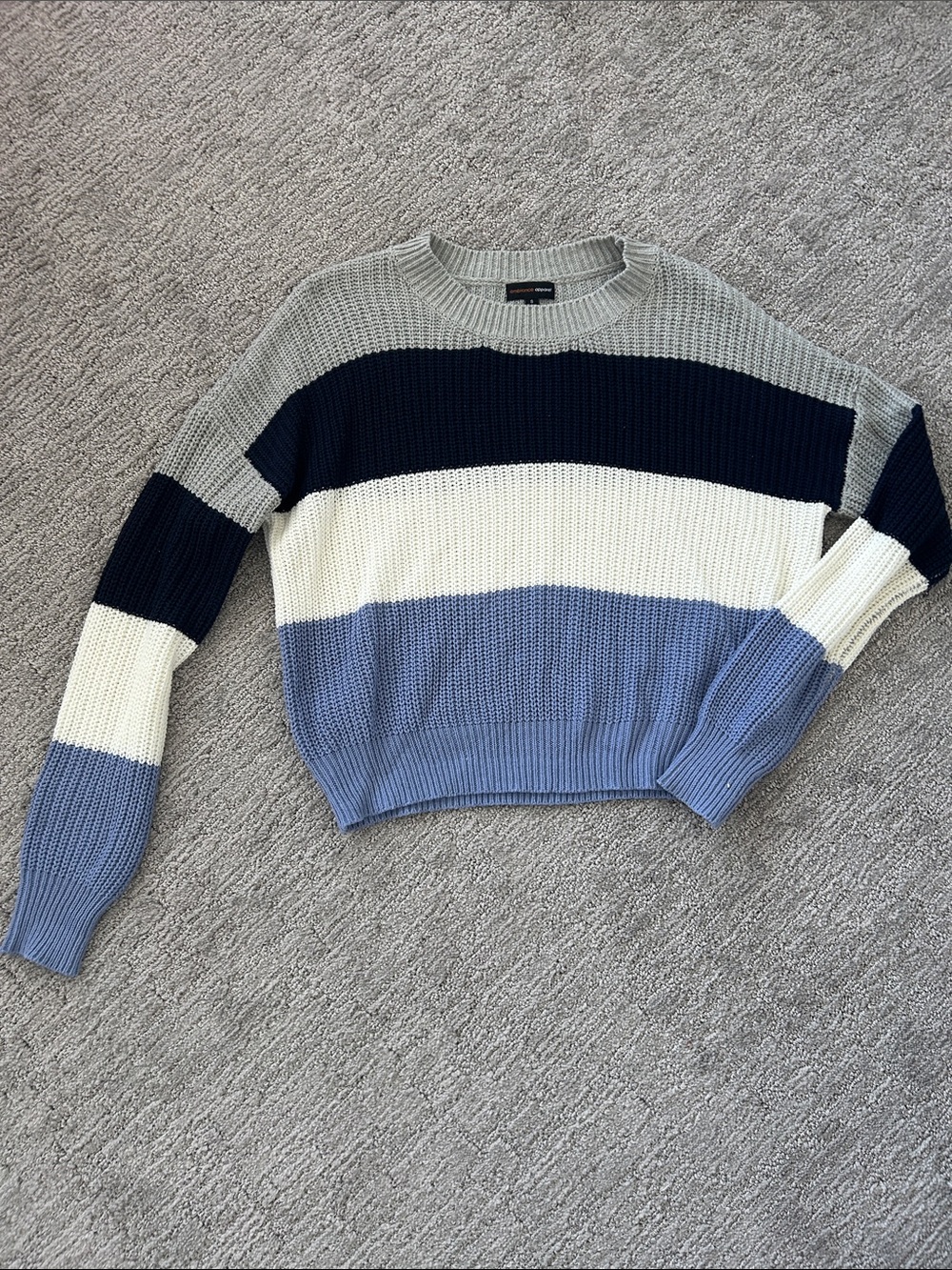 Ambiance Striped Crewneck Sweater in Navy, Light Blue & Cream